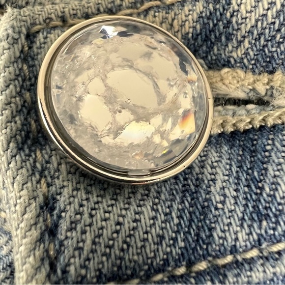 WEWOREWHAT Danielle Exposed Crystal Button Front High Rise Jeans, size 27 - Picture 5 of 9